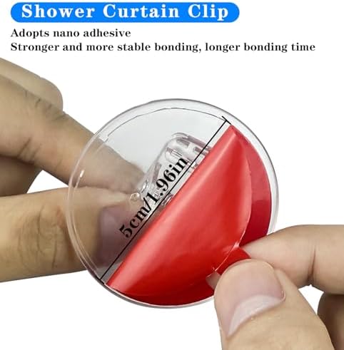 4 Pack Clear Shower Curtain Clips with Self Adhesive Windproof Splash Guard