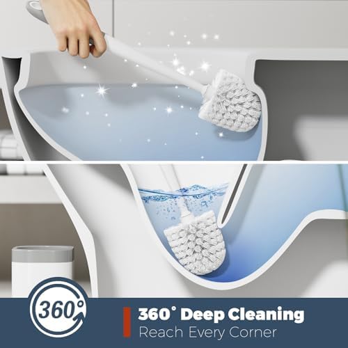 Toilet Brush Set with Holder and 3 Crevice Brushes