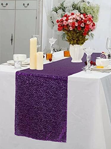Sparkling Sequin Table Runner 12x120 Inches - 2 Pack Purple