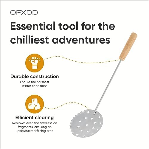 Ice Fishing Scoop - Metal Handle Skimmer for Ice Removal