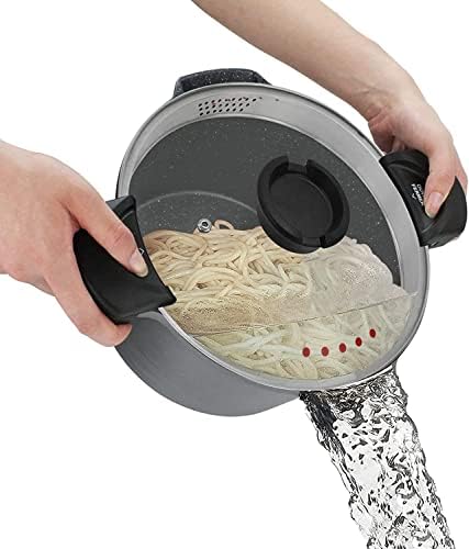 5 Quart Pasta Pot with Strainer Lid and Tempered Glass Lid