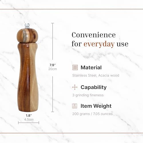 Acacia Wood Pepper and Salt Mill Set 2 Pack