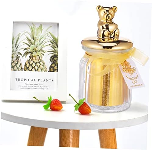 1Pc Elegant Glass Candy Box with Gold Plated Lid