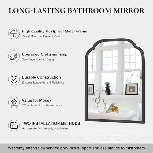 18x24 Inch Black Wall Mirror with Metal Frame