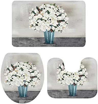 YESOF66 3 Piece Bathroom Rug Set with Non-Slip Backing