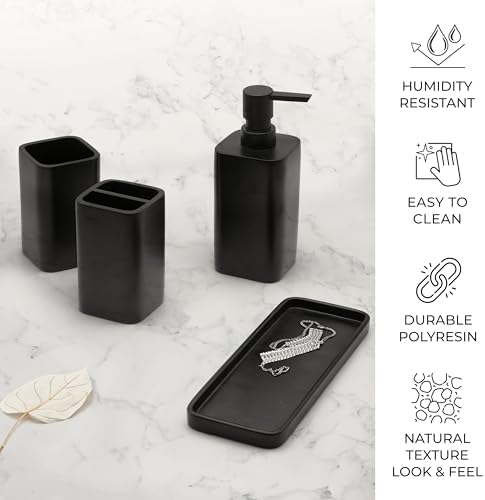 ZCCZ Matte Black Bathroom Accessory Set 4 Pieces