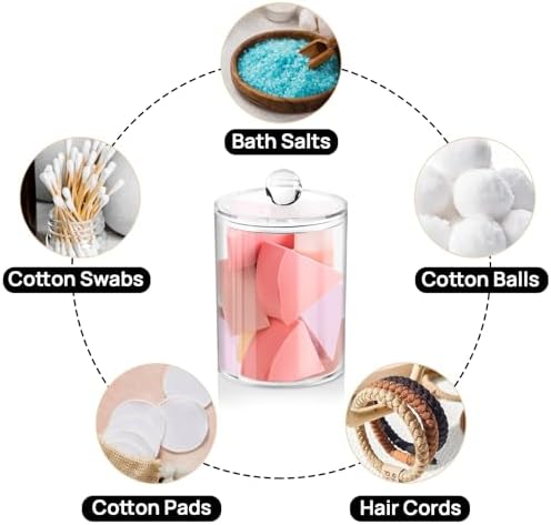 2 Pack Qtip Holder - Clear Storage Jars for Bathroom and Vanity