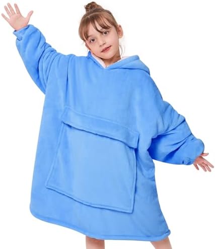 Yescool Wearable Blanket Hoodie Kids Sky Blue One Size