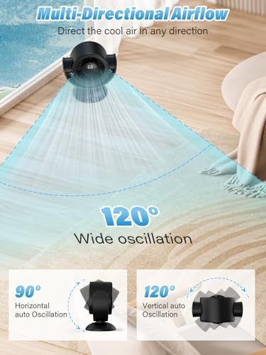 SECHKISS Desk Fan with 100 Speeds and Auto Oscillation Black