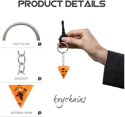 12 Pcs Pizza Keychains Realistic Resin Keyrings