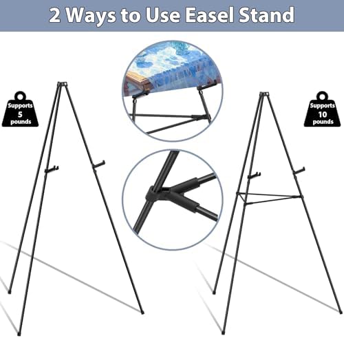 Black Easel Stand with Support Rods for Display