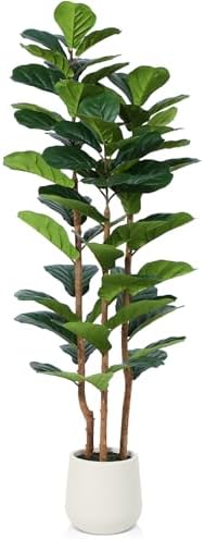 OAKRED Artificial Fiddle Leaf Fig Tree with White Planter 5ft