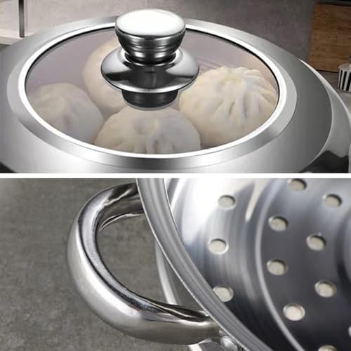 11 Inch Stainless Steel 2-Tier Steamer Pot with Lid