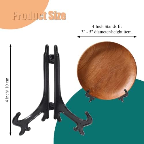 Zorfeter 25Pcs 4Inch Black Plastic Easel Stands Display Holders