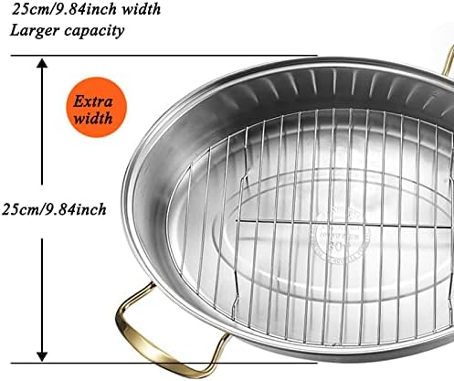 SVRITE Stainless Steel Fish Steamer Oval Pasta Pot Braiser