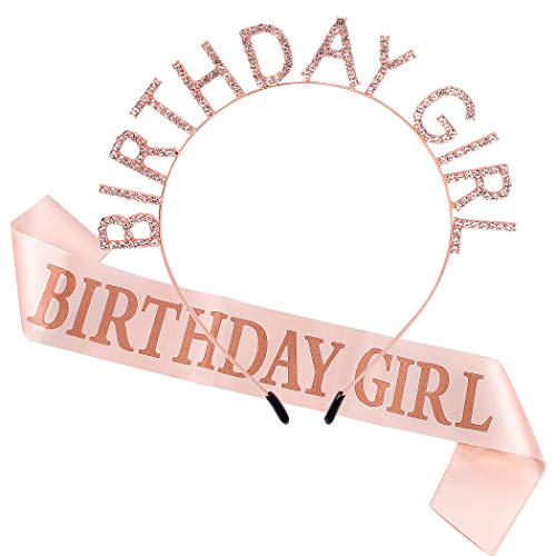 AOPRIE Birthday Girl Crown with Sash and Tiara