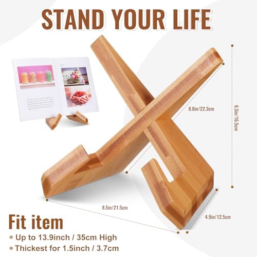 Wooden Cookbook Stand with Adjustable Angle