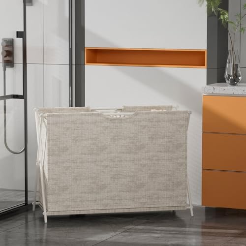 Vasicar 3 Section Laundry Sorter Basket Hamper Organizer