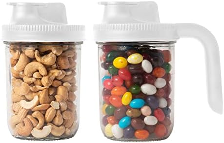 Jarware 82689 White Spout Mason Jar Lid Set of 2