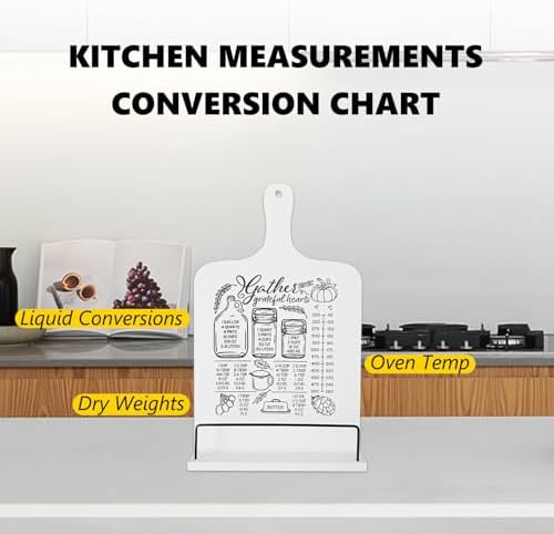 Wooden Cookbook Stand with Conversion Chart