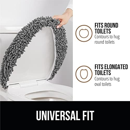 Gorilla Grip Toilet Lid Cover and Memory Foam Bath Rug Bundle