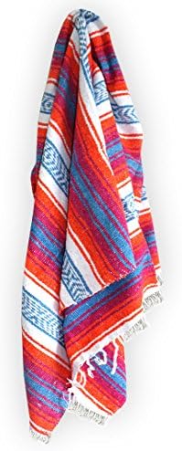 Del Mex Classic Mexican Blanket 70x50 Orange Pink Blue