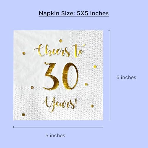 Cheers to 30 Years Cocktail Napkins 50-Pack