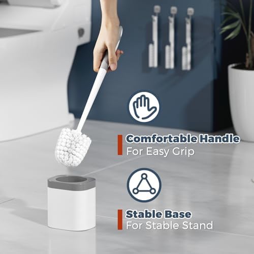 Toilet Brush Set with Holder and 3 Crevice Brushes
