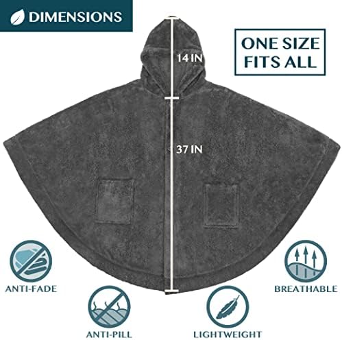 PAVILIA Dark Gray Hooded Blanket Poncho for Women