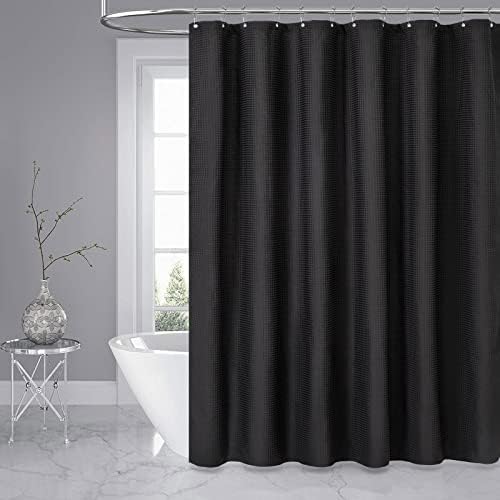 Dynamene Heavy Duty Waffle Shower Curtain Set with 12 Hooks