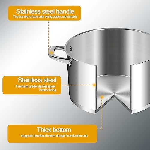 Stainless Steel Stock Pot with Lid 10QT