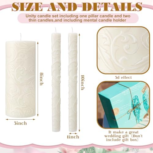 Irenare Unity Candles with Holder for Wedding Ceremony Decorations