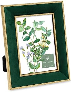 Isaac Jacobs 5x7 Green Velvet Picture Frame with Gold Border