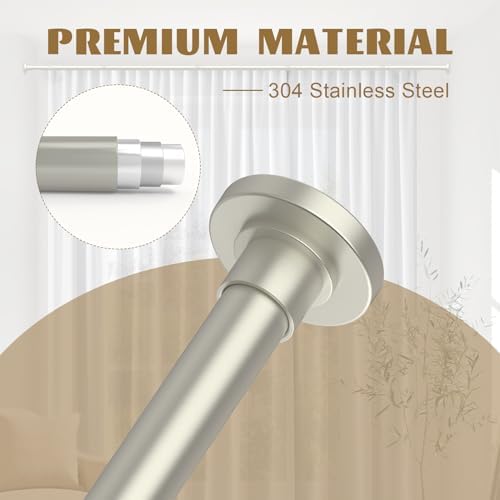 Adjustable Brushed Nickel Shower Curtain Rods - 31-80 Inch No Drilling Spring Tension