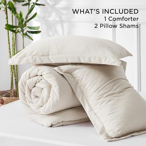 Bedsure King Size Comforter Set - Beige Soft 3 Pieces