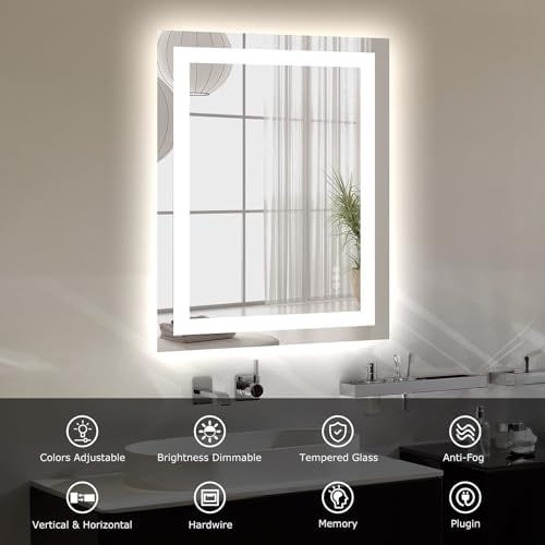 LED Bathroom Mirror with Lights 24x32 Dimmable Smart Mirror