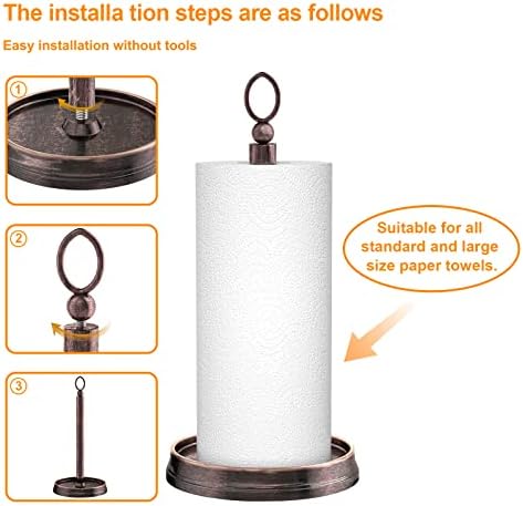Stylish Paper Towel Holder with Weighted Base Black Oil Rubbed Bronze