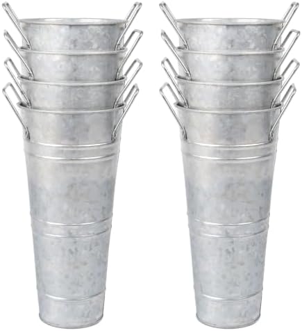 8pcs 10inch Galvanized Flower Bucket Set