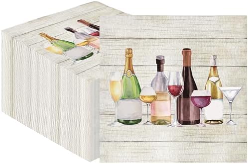 100 Pcs 3-Ply Wine Themed Cocktail Napkins