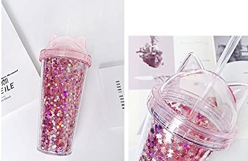 Kid Travel Tumbler with Straw Floral Reusable Plastic Cup