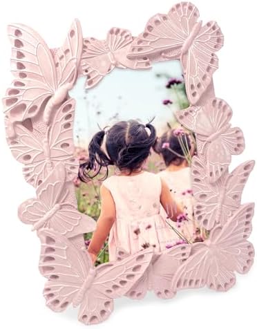 Isaac Jacobs Ornate Butterfly Picture Frame 4x6 Pink
