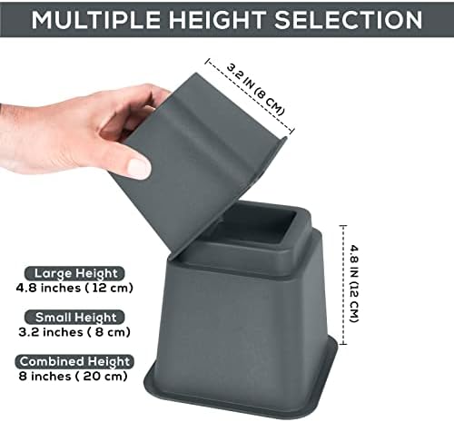 Utopia Bedding Bed Risers Set of 4 3 5 8 Inch Grey