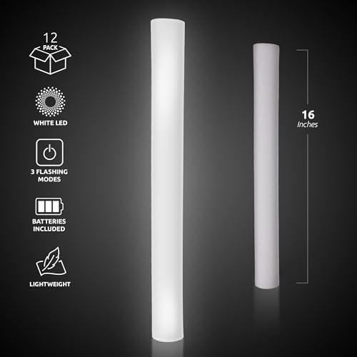 LED Foam Sticks 12 Pack 16-Inch 3 Light Modes