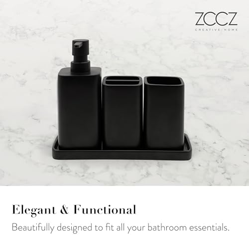 ZCCZ Matte Black Bathroom Accessory Set 4 Pieces