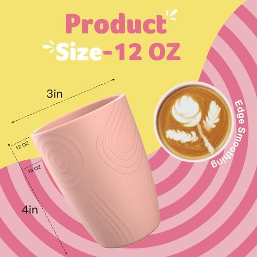 Homienly Wheat Straw Cups 12 Oz Set of 8 Pink Flower