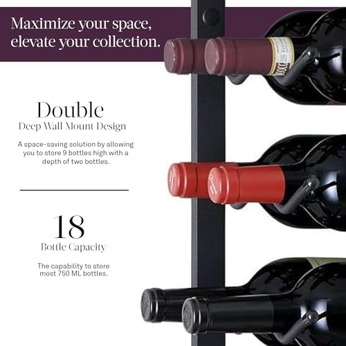 Wine Enthusiast NFINITY 18 Bottle Wall Mounted Wine Rack - Black