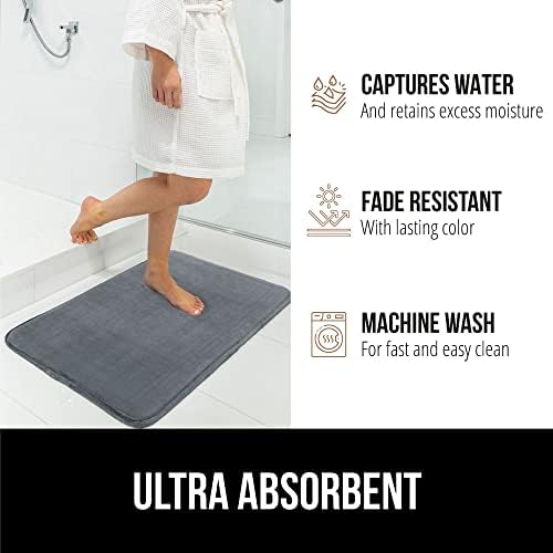 Gorilla Grip Toilet Lid Cover and Memory Foam Bath Rug Bundle
