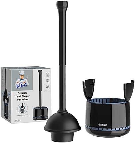 MRSIGA Toilet Plunger with Holder Black