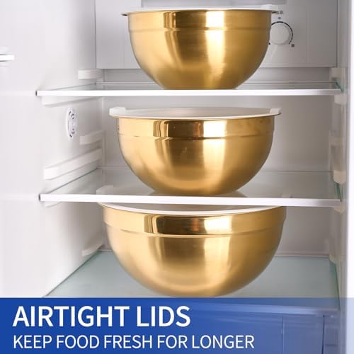 Gold Mixing Bowls With Airtight Lids 7 Piece Set