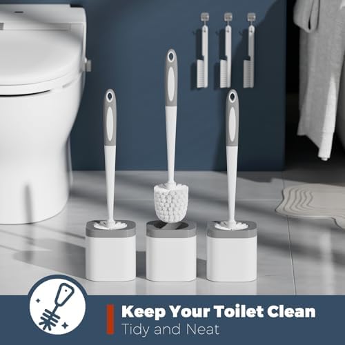 Toilet Brush Set with Holder and 3 Crevice Brushes